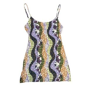 NWT Pacsun LA Hearts Patchwork Floral & Plaid Mini Slip Dress